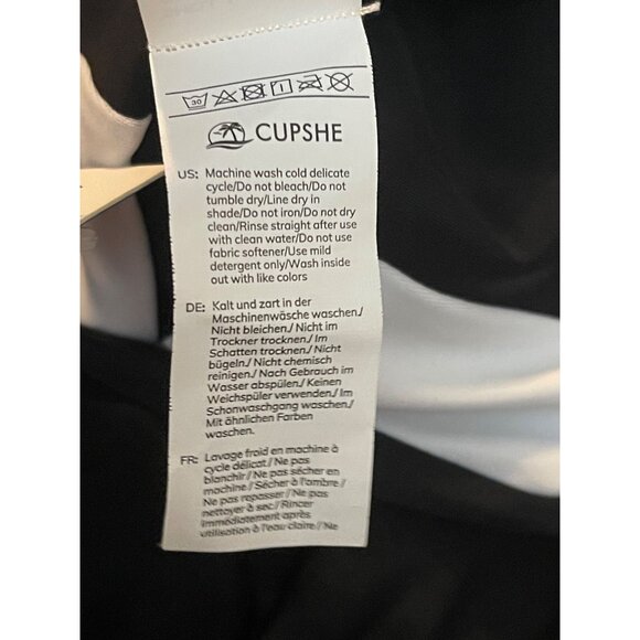 CUPSHE Women’s 1 Piece Swimsuit L Black White Colorblock Deep V Neck Wide Strap - Picture 8 of 9